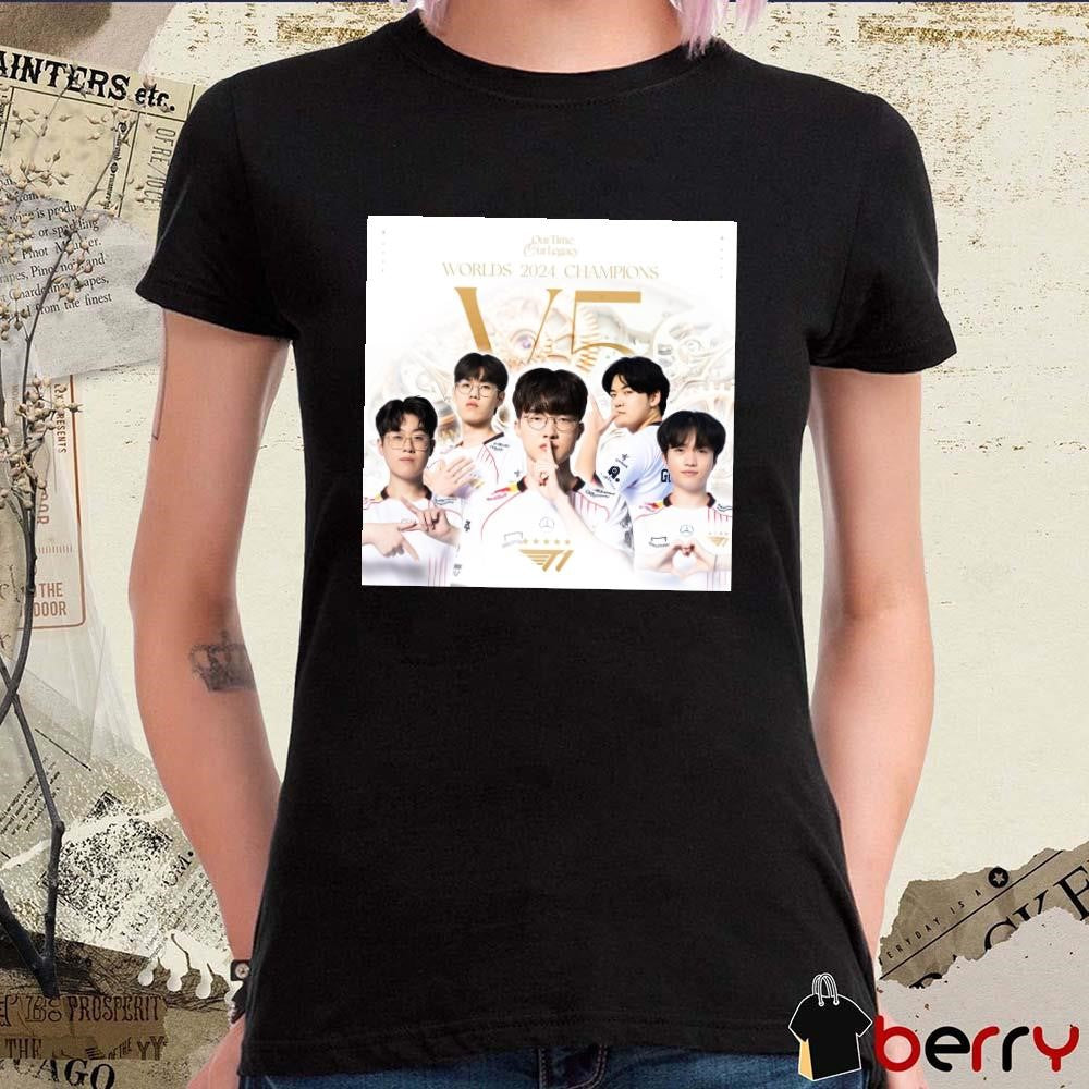 Poster SKT T1 League Of Legends Worlds 2024 Champions Our Time Our Legacy t-shirt
