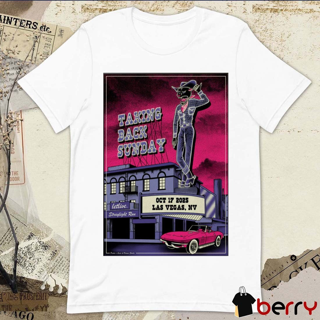 Poster Taking Back Sunday October 17 2025 Fontainebleau Las Vegas NV Letlive Straylight Run t-shirt