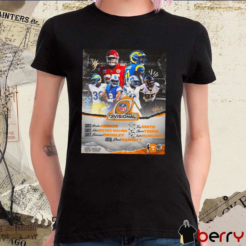 Poster Tennessee Vols NFL Divisional Round Hooker Reeves-Maybin Moseley Smith Young Mccullough Barnett t-shirt