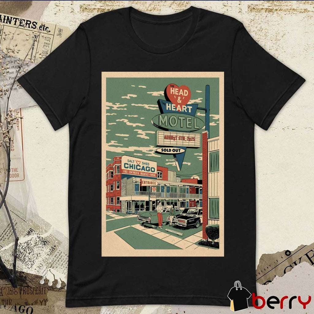Poster The Head And The Heart Motel August 8 2025 Salt Shed Chicago, IL t-shirt