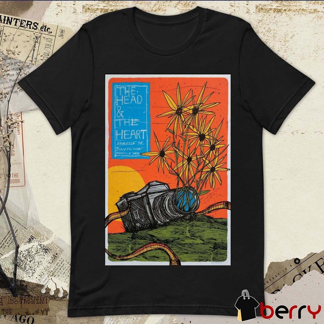 Poster The Head and The Heart July 22 2025 Asheville Yards Asheville NC t-shirt