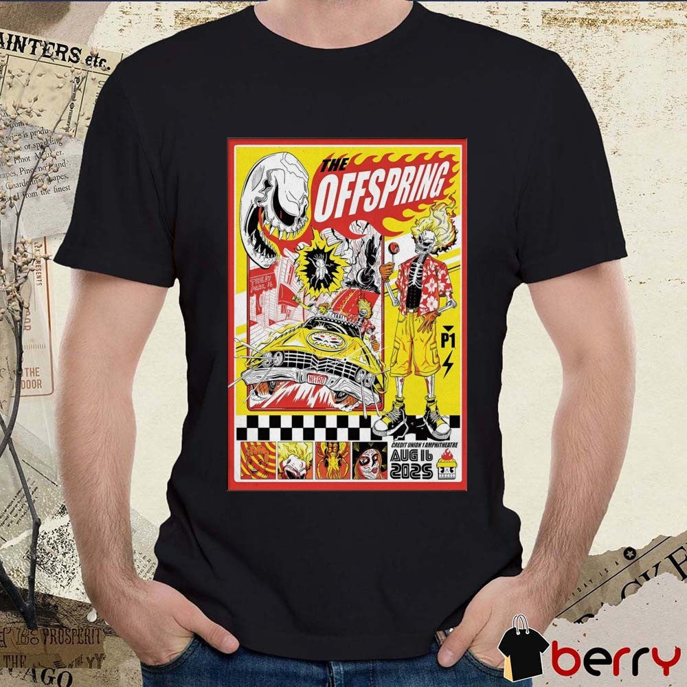 Poster The Offspring On August 16 2025 At Credit Union 1 Amphitheatre In Tinley Park IL t-shirt