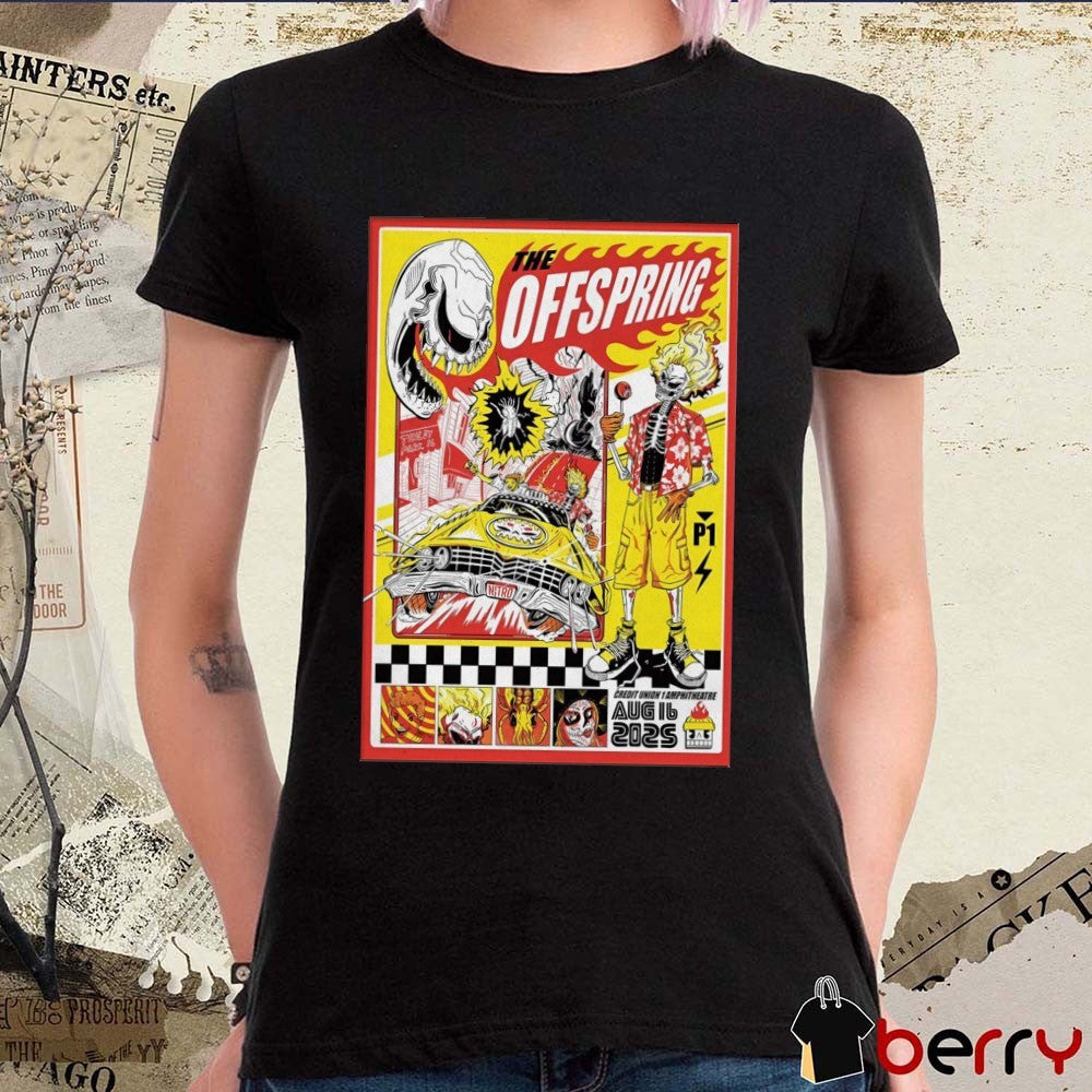 Poster The Offspring On August 16 2025 At Credit Union 1 Amphitheatre In Tinley Park IL t-shirt