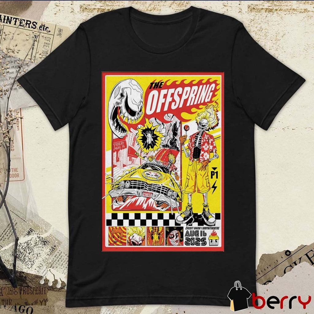 Poster The Offspring On August 16 2025 At Credit Union 1 Amphitheatre In Tinley Park IL t-shirt