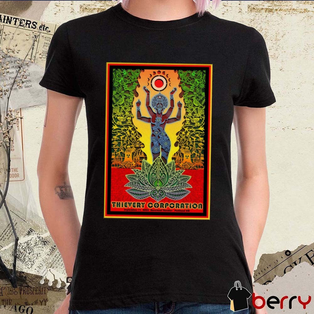Poster Thievery Corporation September 11 2025 Roseland Theater Portland OR t-shirt