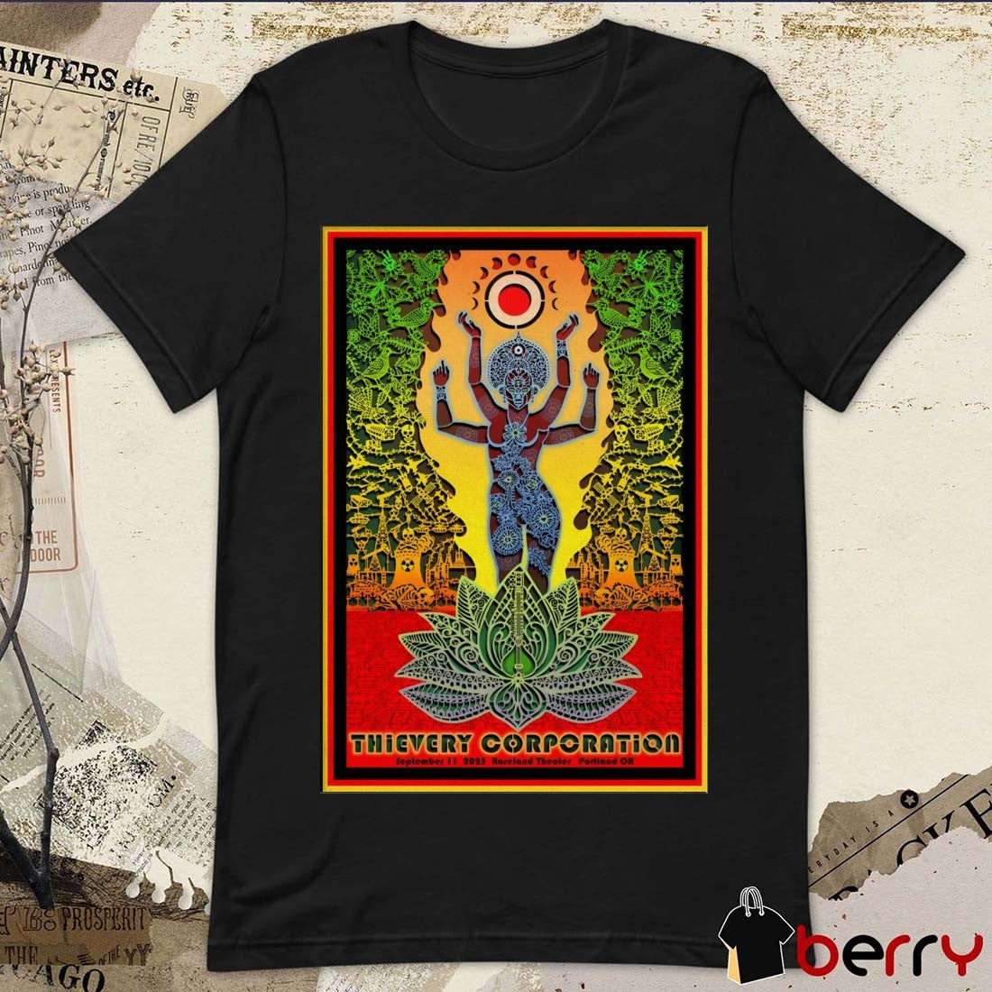 Poster Thievery Corporation September 11 2025 Roseland Theater Portland OR t-shirt