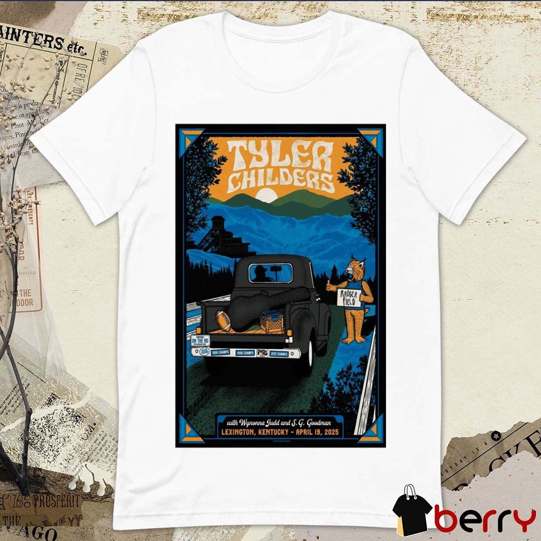 Poster Tyler Childers with Wynonna Judd and S. G. Goodman April 19 2025 Kroger Field Lexington KY t-shirt