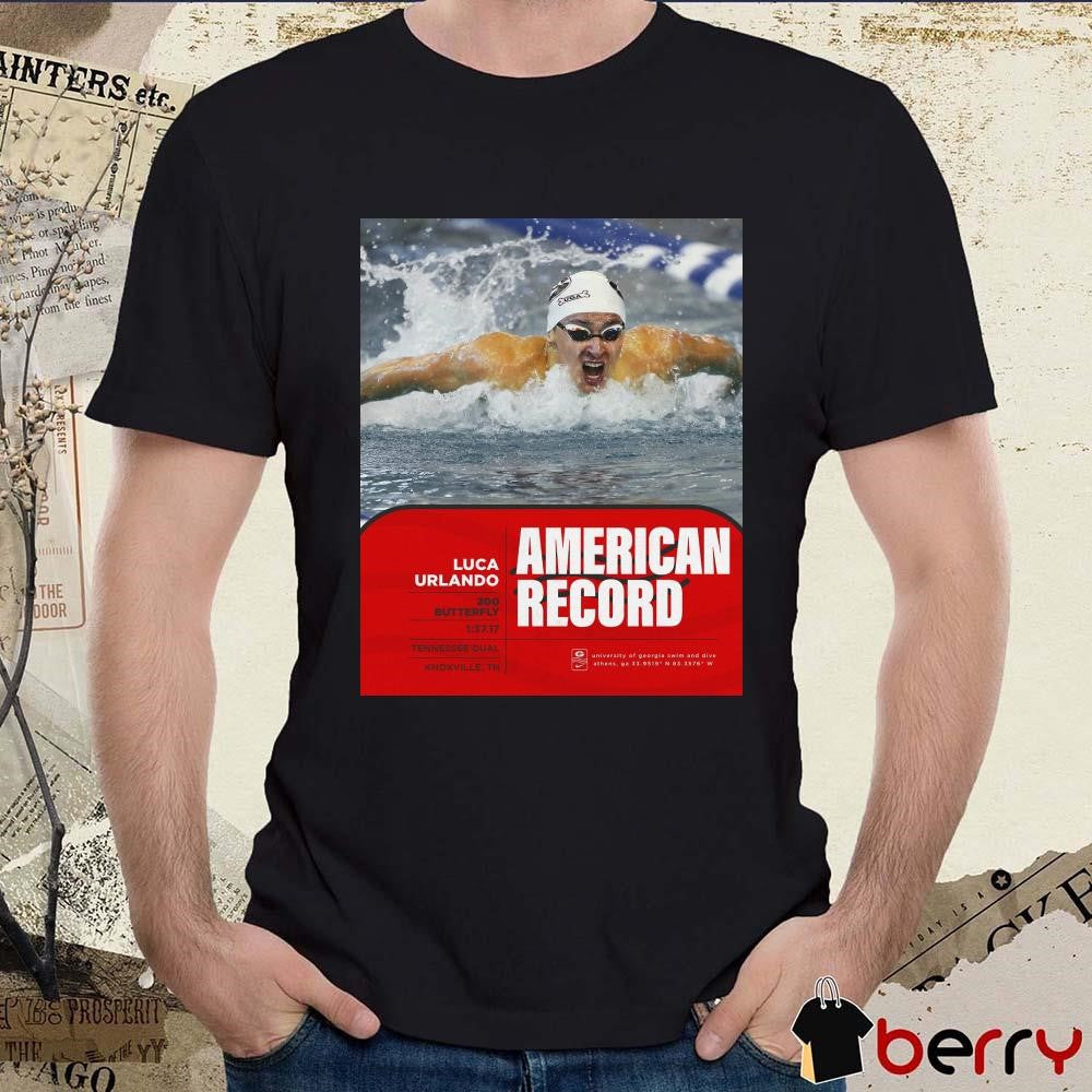 Poster UGA Swimming And Diving Gianluca Urlando American Record 200 Butterfly Tennessee Dual Knoxville TN t-shirt