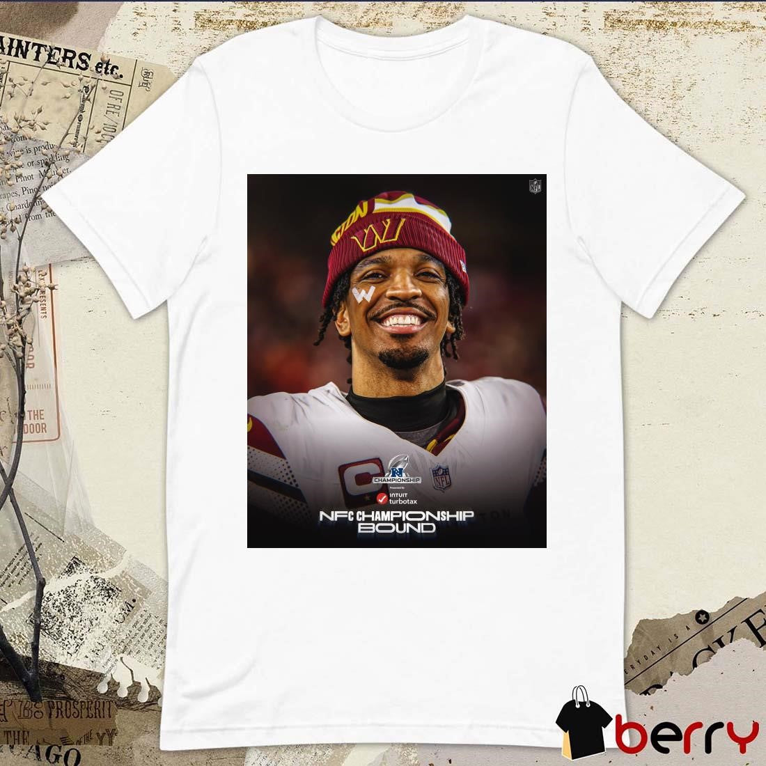 Poster Washington Commanders Jayden Daniels NFL Playoffs NFC Championship Bound t-shirt