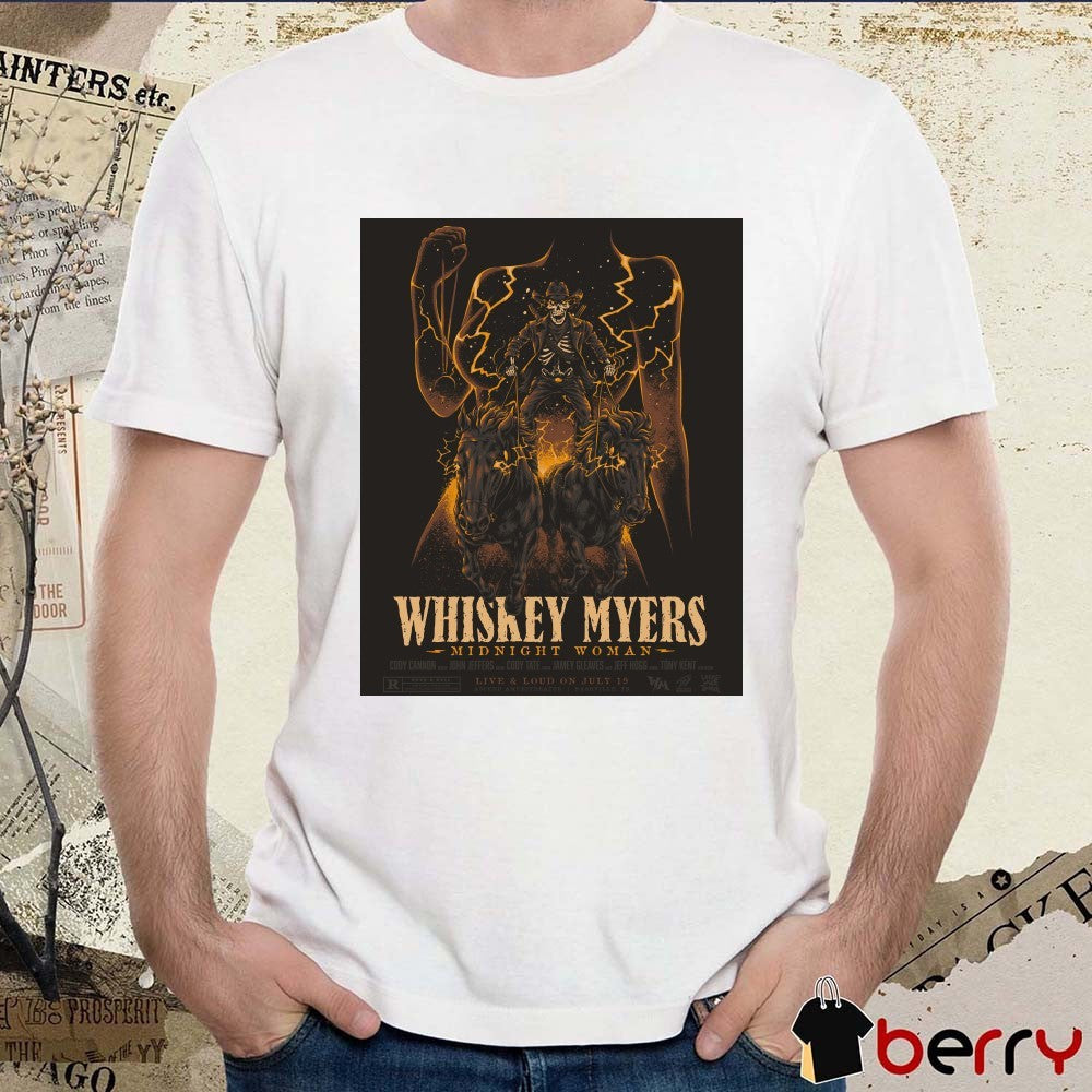 Poster Whiskey Myers Midnight Woman July 19 2025 Ascend Amphitheater Nashville, TN t-shirt