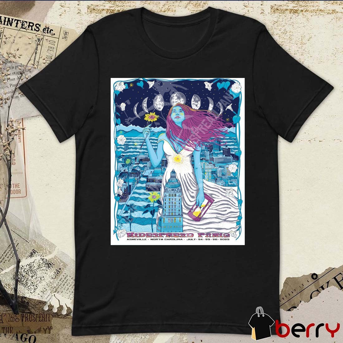 Poster Widespread Panic Summer Festivals & Events July 24 – 26 2025 Asheville North Carolina exploreasheville.com Arena t-shirt