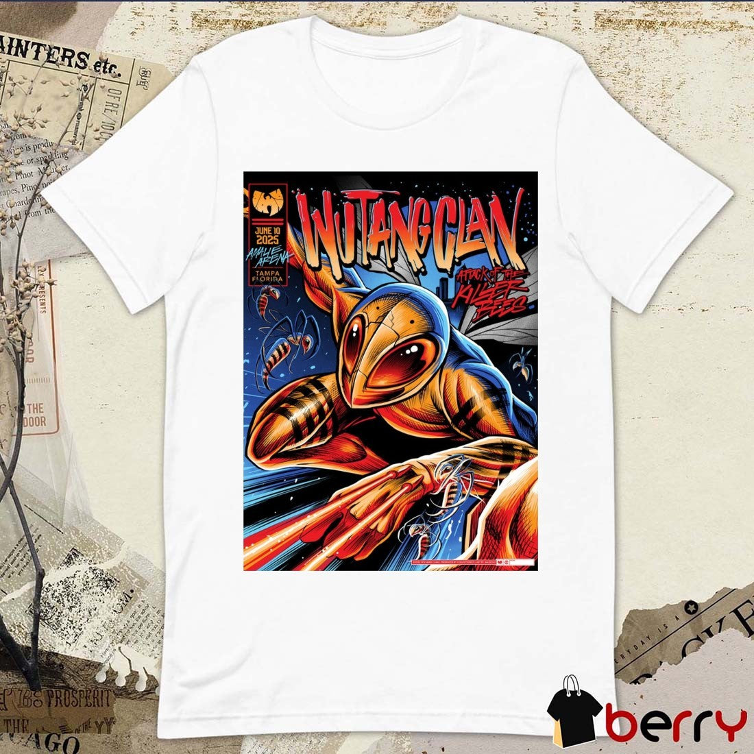 Poster Wu Tang Clan Attack Of The Killa Beez June 10 2025 Amalie Arena In Tampa FL t-shirt