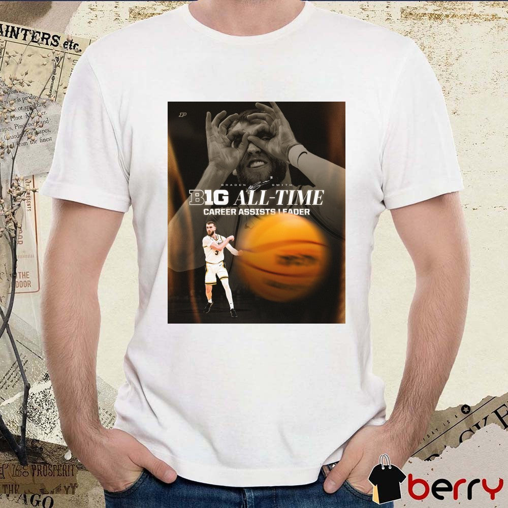 Purdue Boilermakers Braden Smith Big All-Time Career Assist Leader Signature Poster t-shirt