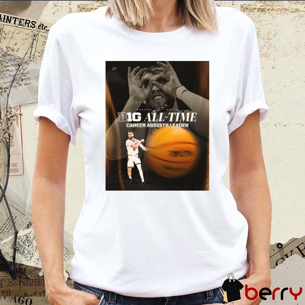 Purdue Boilermakers Braden Smith Big All-Time Career Assist Leader Signature Poster t-shirt