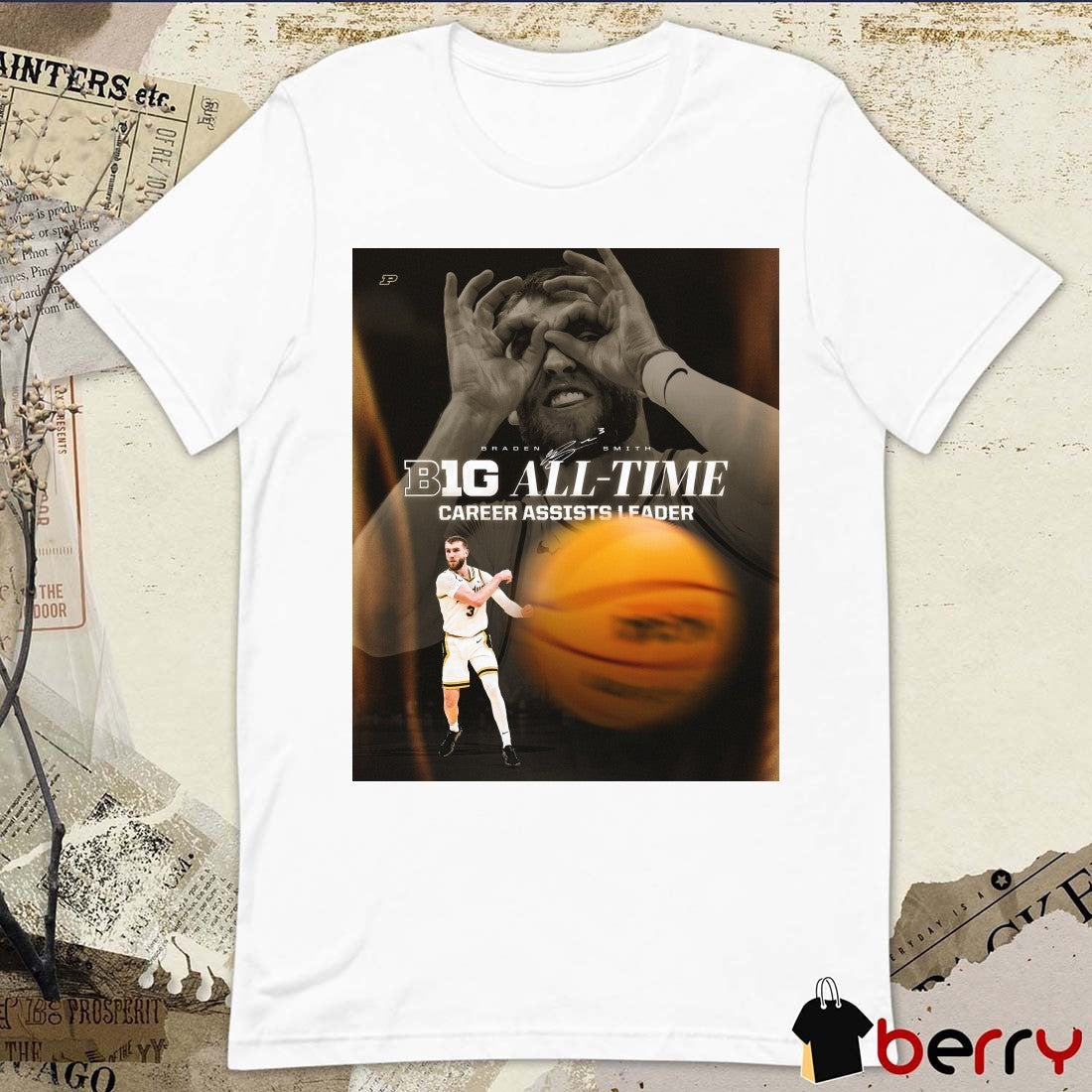 Purdue Boilermakers Braden Smith Big All-Time Career Assist Leader Signature Poster t-shirt