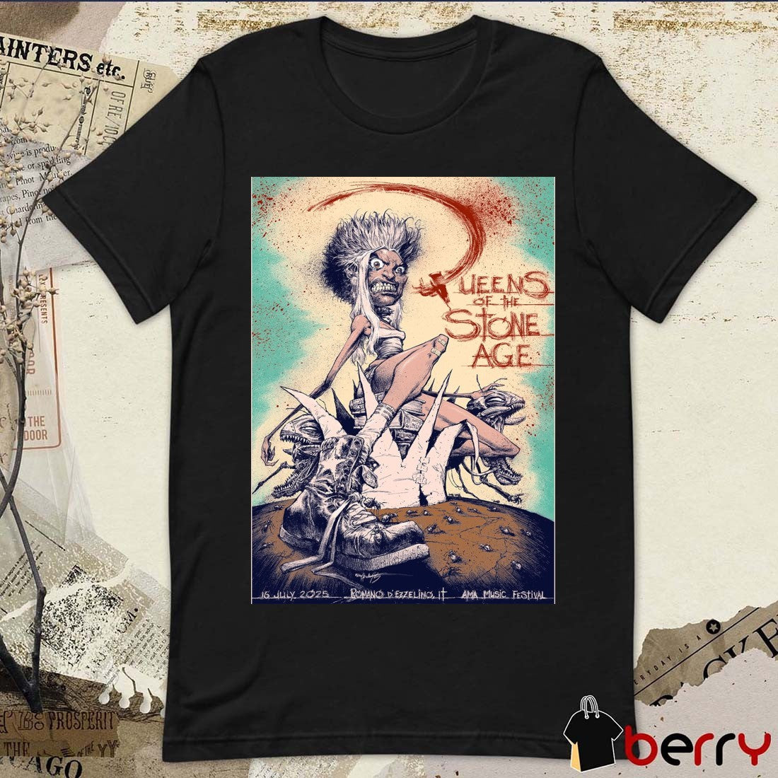 Queens of the Stone Age July 16, 2025 AMA Music Festival in Romano d’Ezzelino, Italy Poster t-shirt