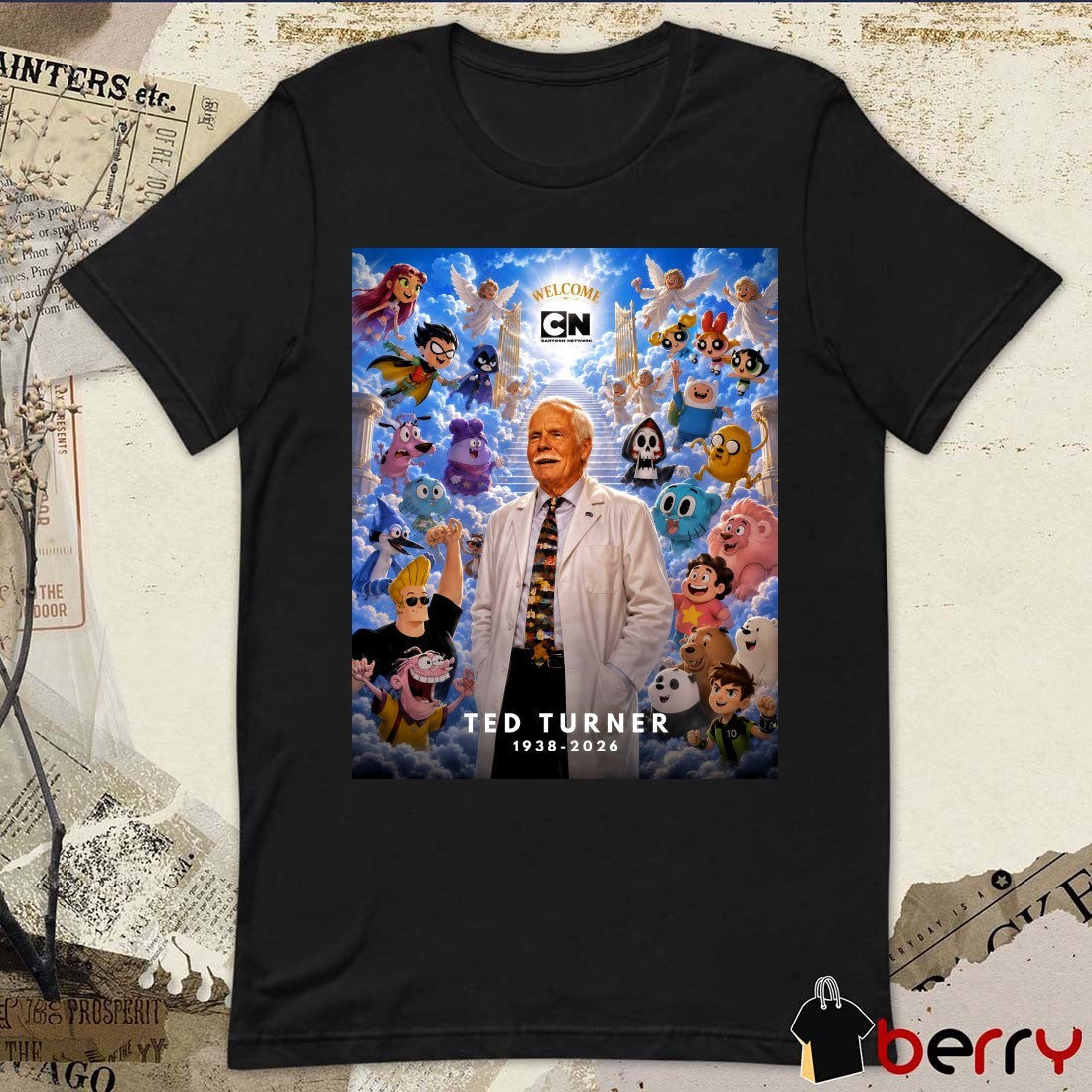 RIP Ted Turner 1938 – 2026 Cartoon Vibes Poster t-shirt