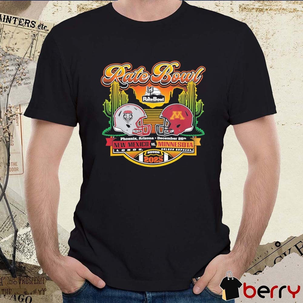 Rate Bowl 2025 New Mexico Lobos vs Minnesota Golden Gophers Horizon Matchup Phoenix Arizona Dec 26 Helmets t-shirt