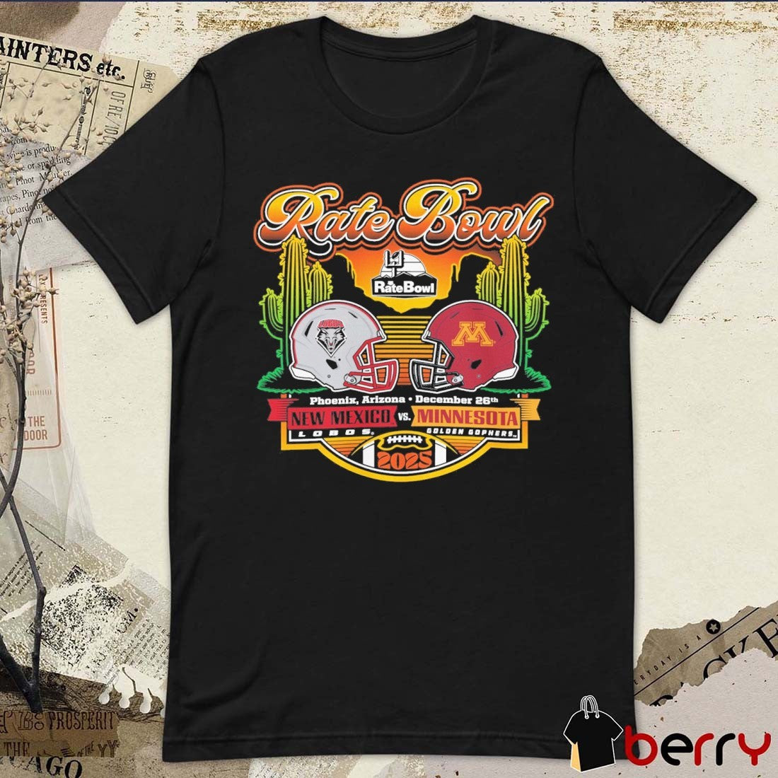 Rate Bowl 2025 New Mexico Lobos vs Minnesota Golden Gophers Horizon Matchup Phoenix Arizona Dec 26 Helmets t-shirt
