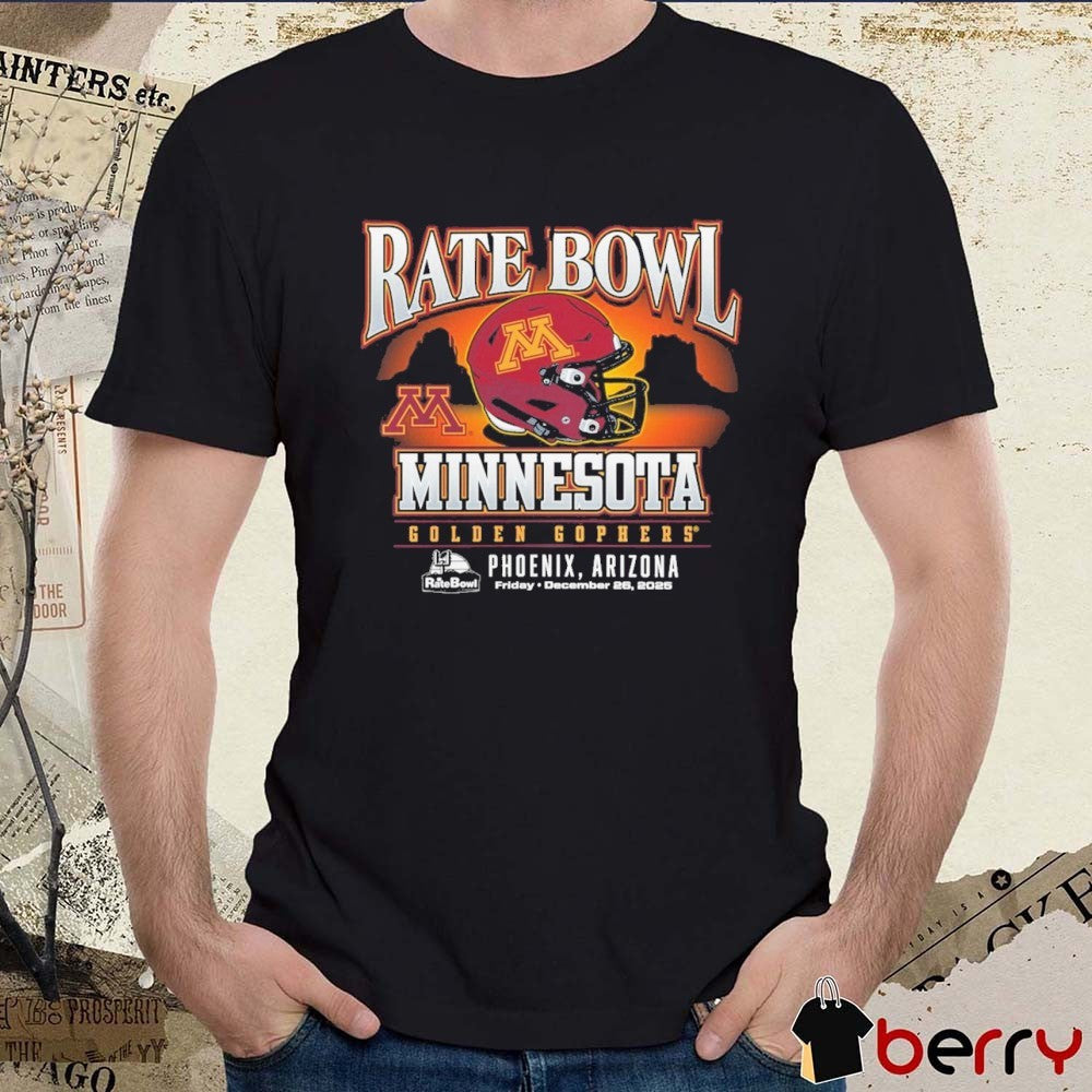 Rate Bowl 2025 University of Minnesota Golden Gophers Sunset December 26 Helmet t-shirt