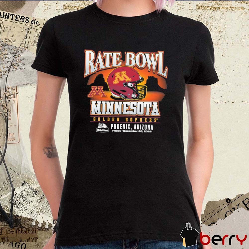 Rate Bowl 2025 University of Minnesota Golden Gophers Sunset December 26 Helmet t-shirt