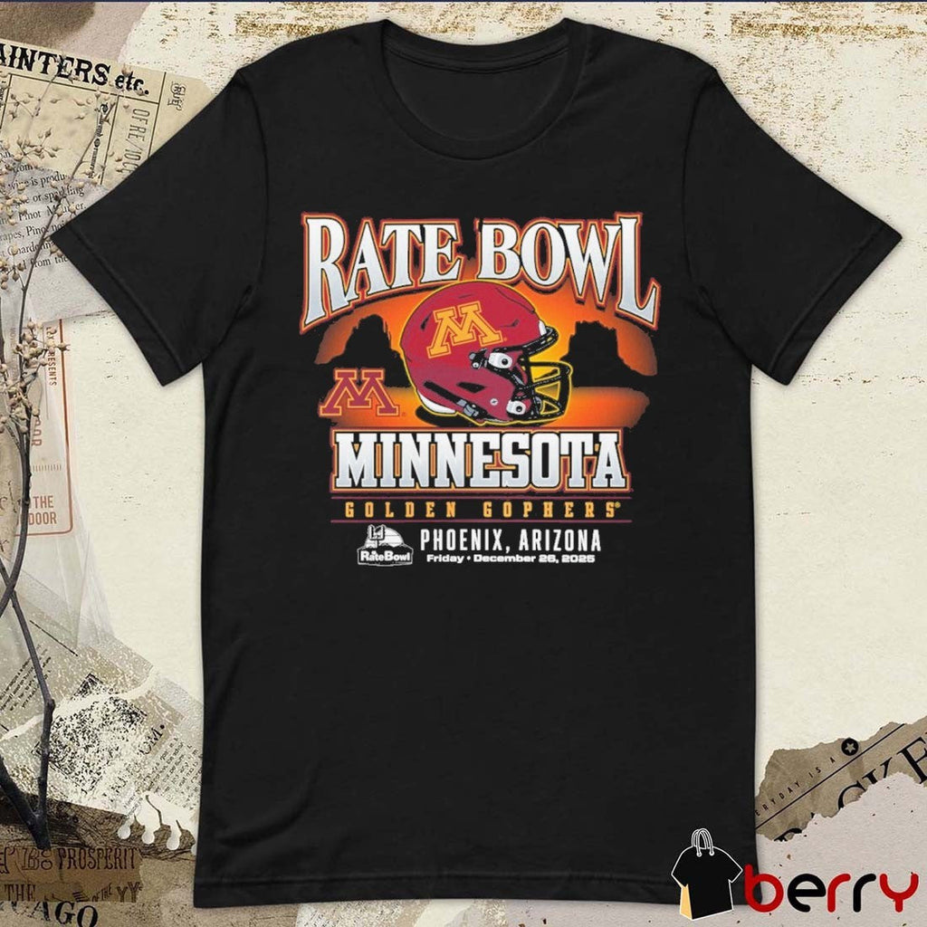 Rate Bowl 2025 University of Minnesota Golden Gophers Sunset December 26 Helmet t-shirt