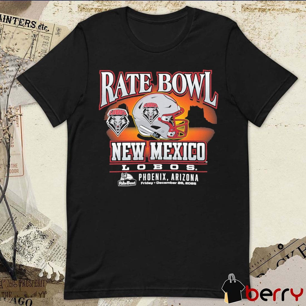 Rate Bowl 2025 University of New Mexico Lobos Sunset December 26 Helmet t-shirt
