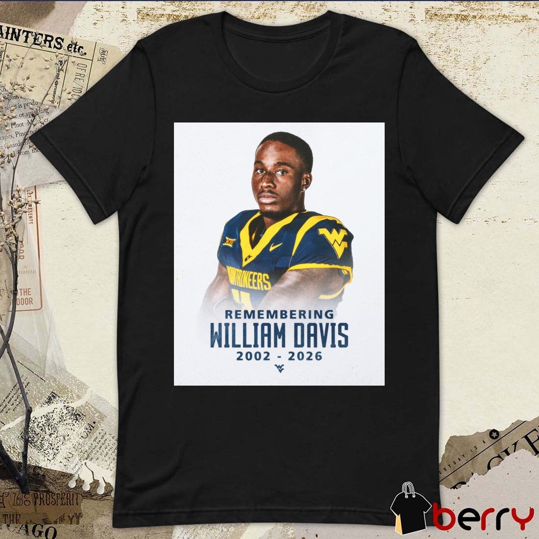Remembering William Davis 2002 – 2026 West Virginia University Poster t-shirt
