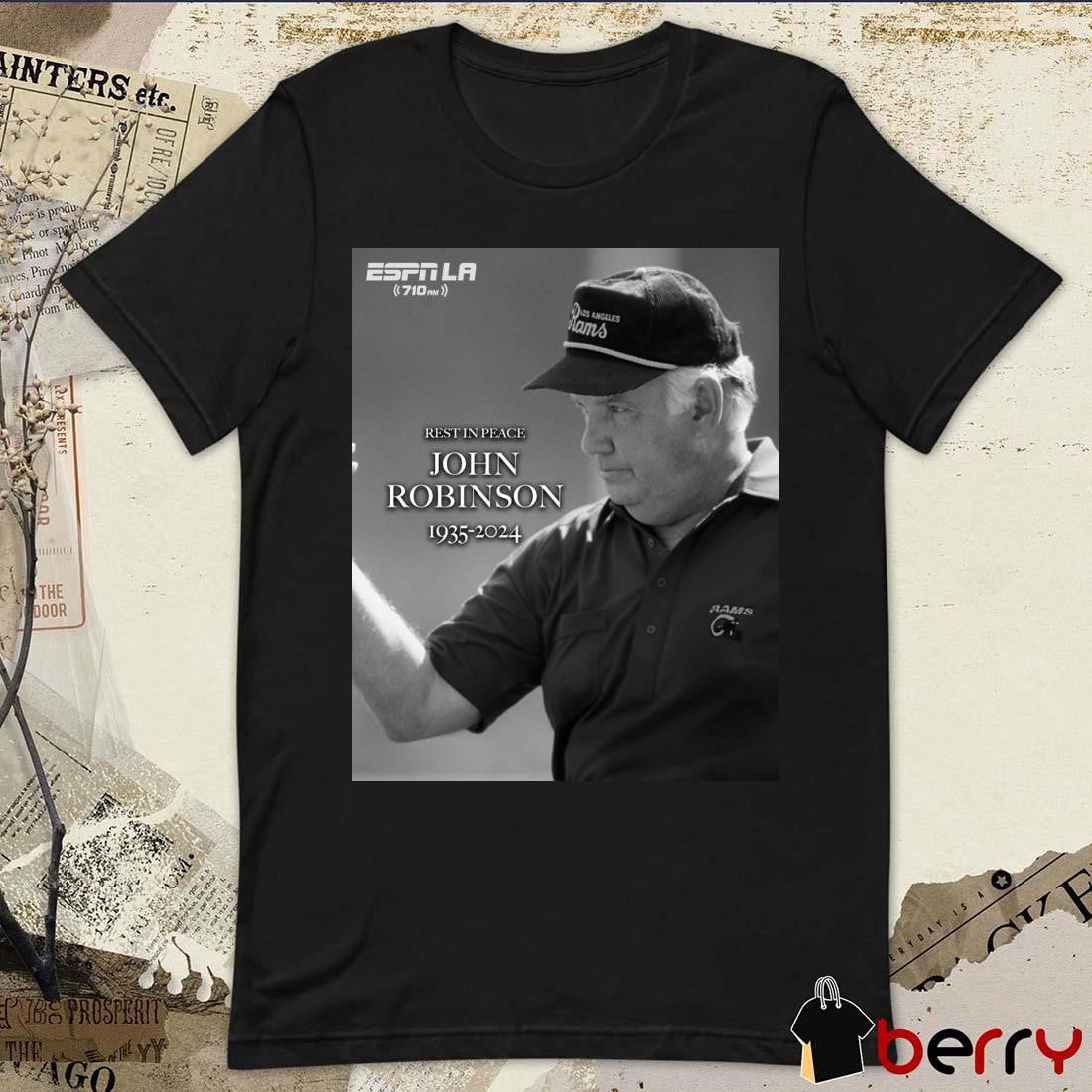Rest In Peace Legendary USC and Rams head coach John Robinson 1935-2024 t-shirt
