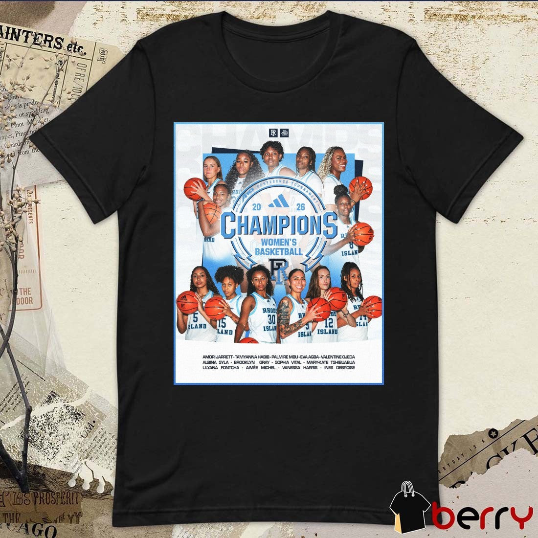 Rhode Island Women’s Basketball 2026 A10 Conference Tournament Poster t-shirt