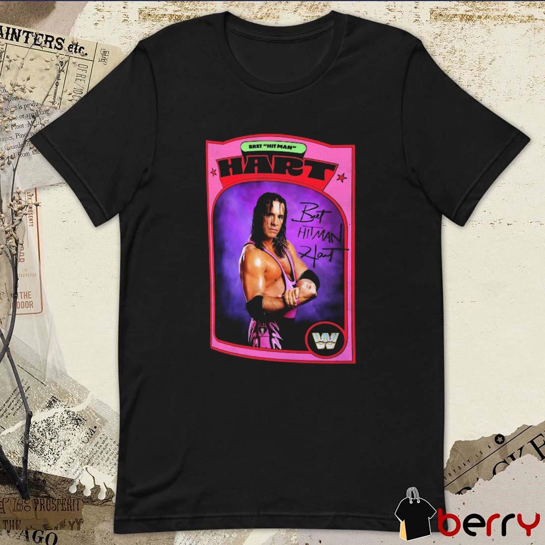 Ripple Junction Bret Hitman Hart Vintage Sports Card Signature WWE t-shirt