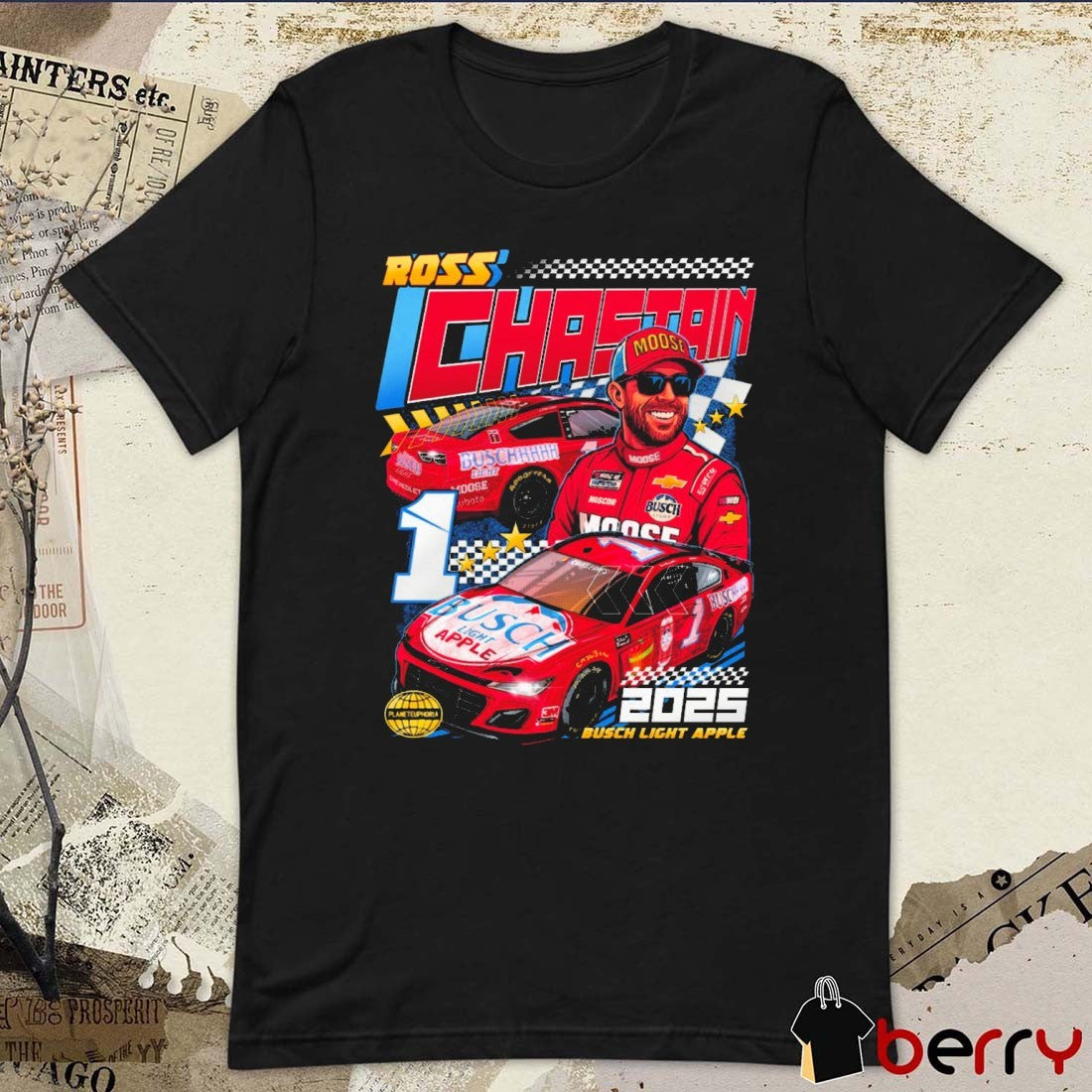 Ross Chastain 2025 Busch Light Apple F1 Nascar Planet Euphoria Art t-shirt