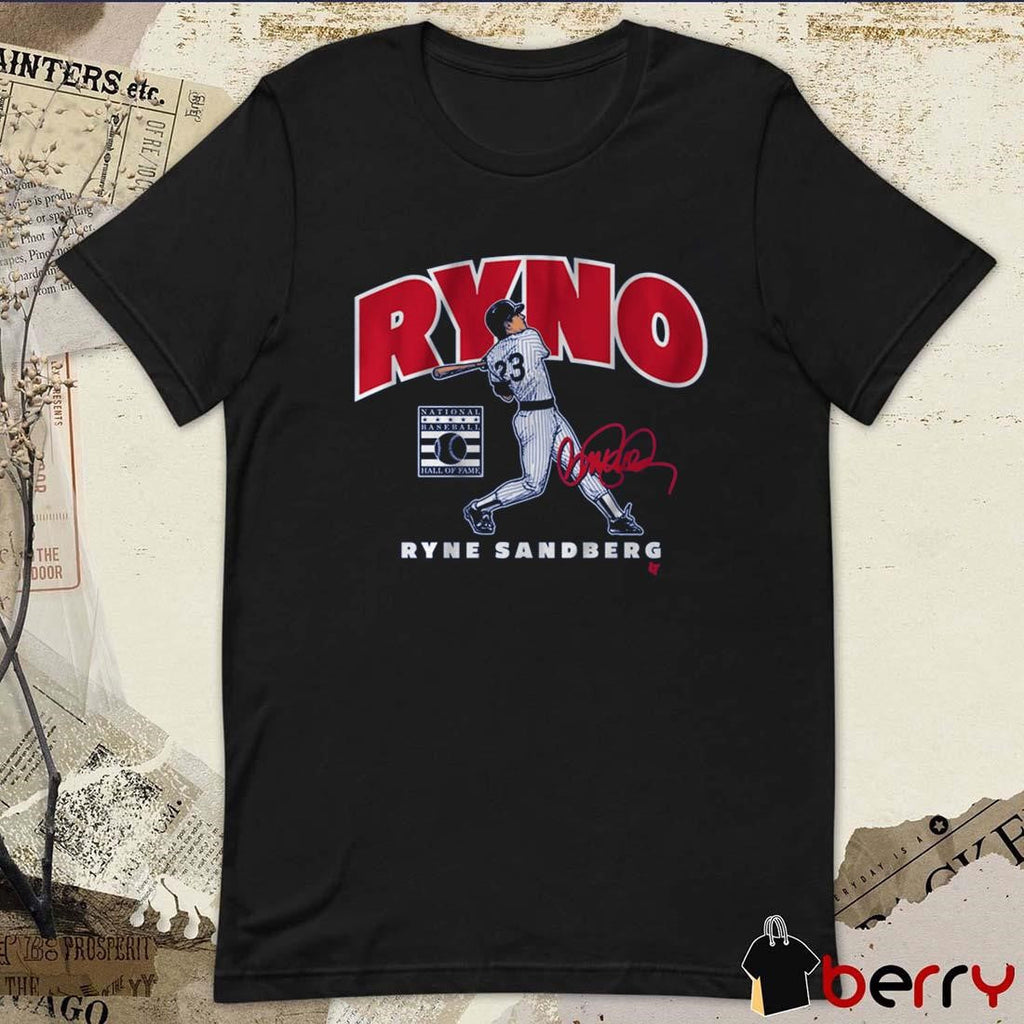 Ryne Sandberg Ryno Chicago Cubs National Baseball Hall Of Fame Painting Signatures t-shirt