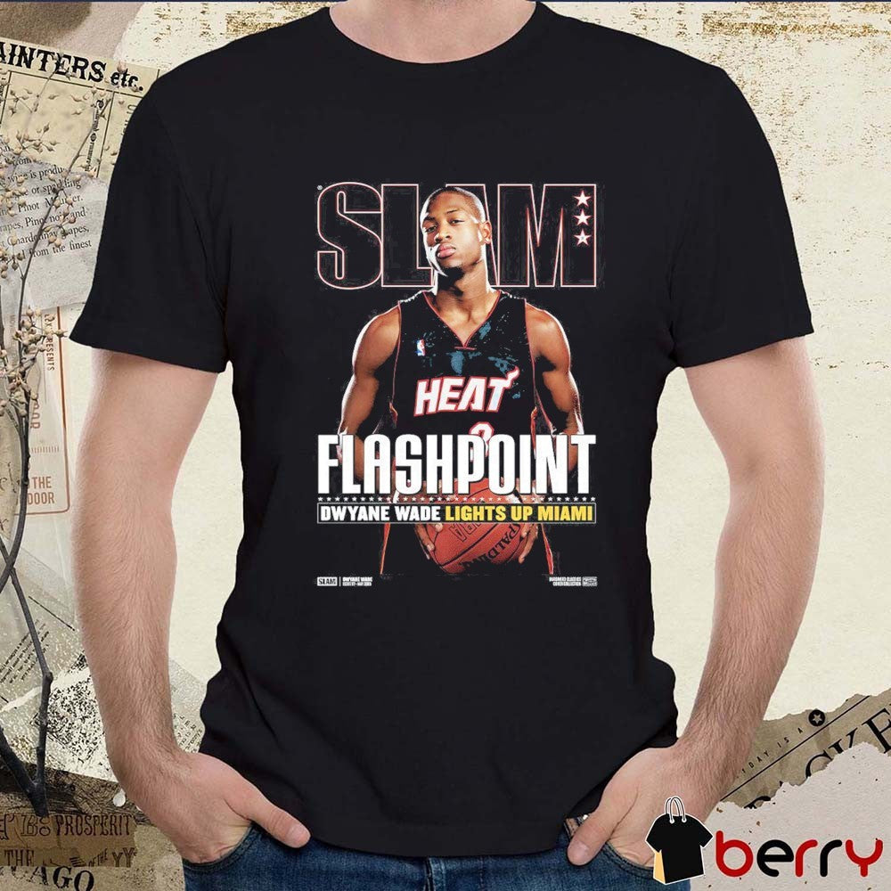 SLAM Hardwood Classics Cover – Miami Heat Flashpoint Dwyane Wade Lights Up Miami t-shirt