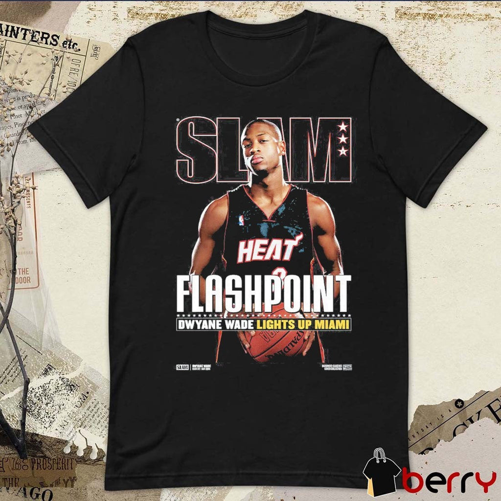 SLAM Hardwood Classics Cover – Miami Heat Flashpoint Dwyane Wade Lights Up Miami t-shirt