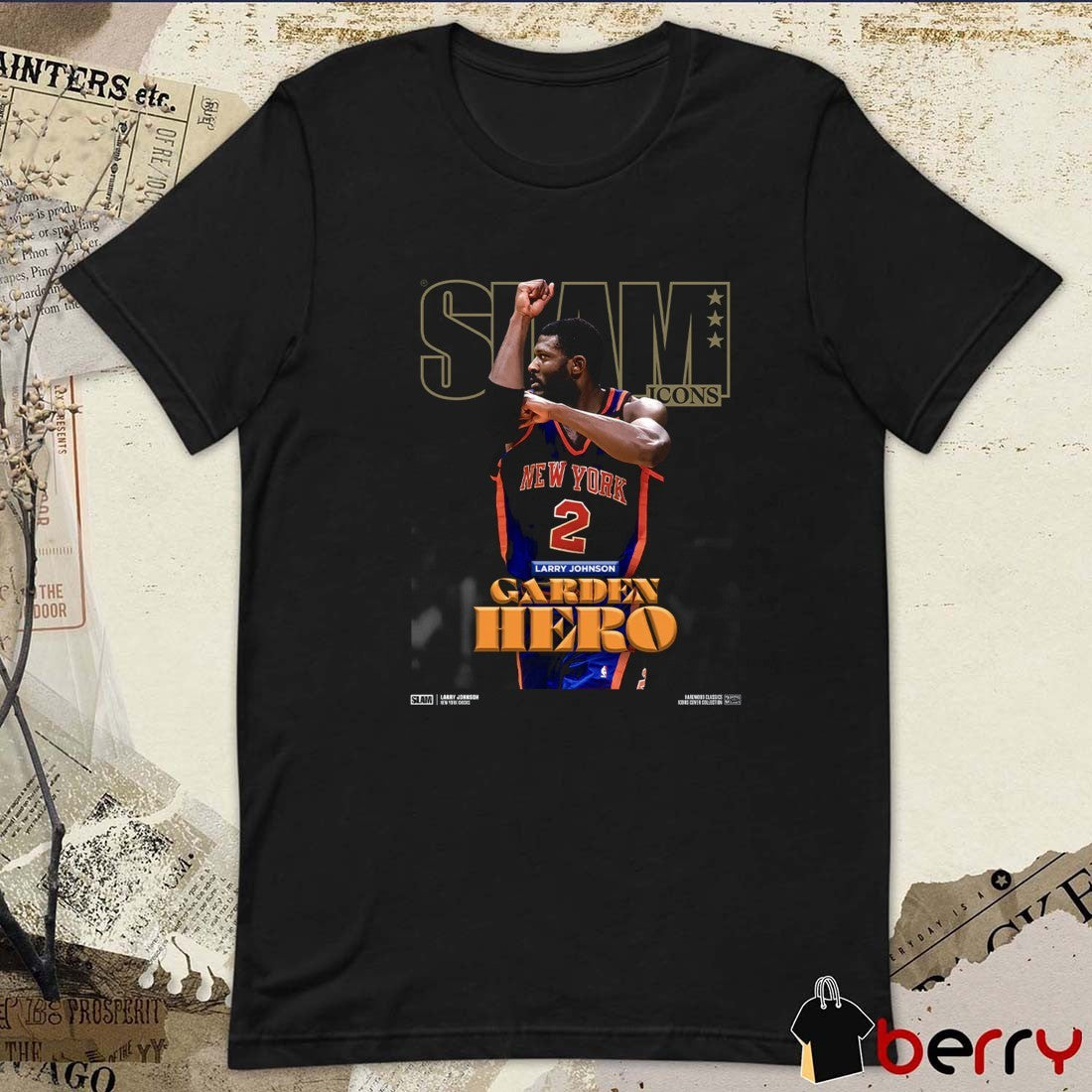 SLAM Icons Hardwood Classics Larry Johnson Garden Hero New York Knicks t-shirt