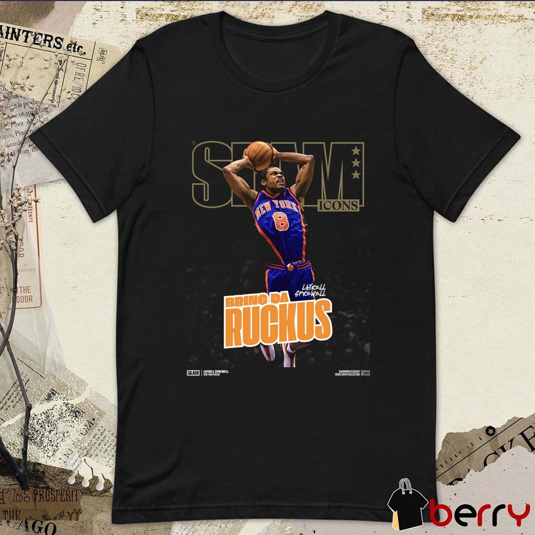 SLAM Icons Hardwood Classics Latrell Sprewell Bring Da Ruckus New York Knicks t-shirt