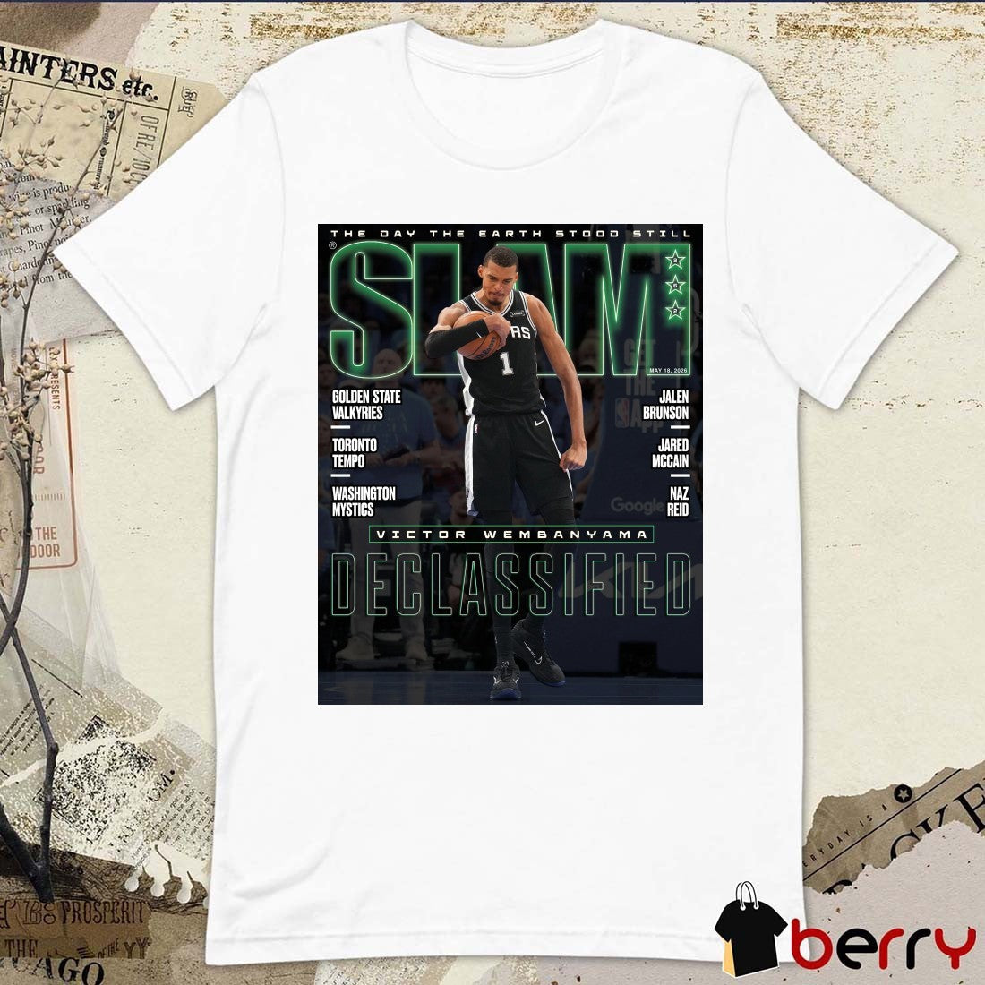 SLAM The Bay The Earth Stood Still Victor Wembanyama Declassified San Antonio Spurs Magazine Poster t-shirt