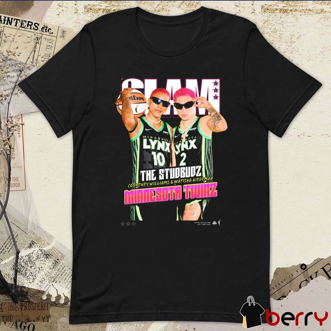 SLAM The Studbudz Courtney Williams and Natisha Hiedeman Minnesota Twins WNBA 2025 t-shirt