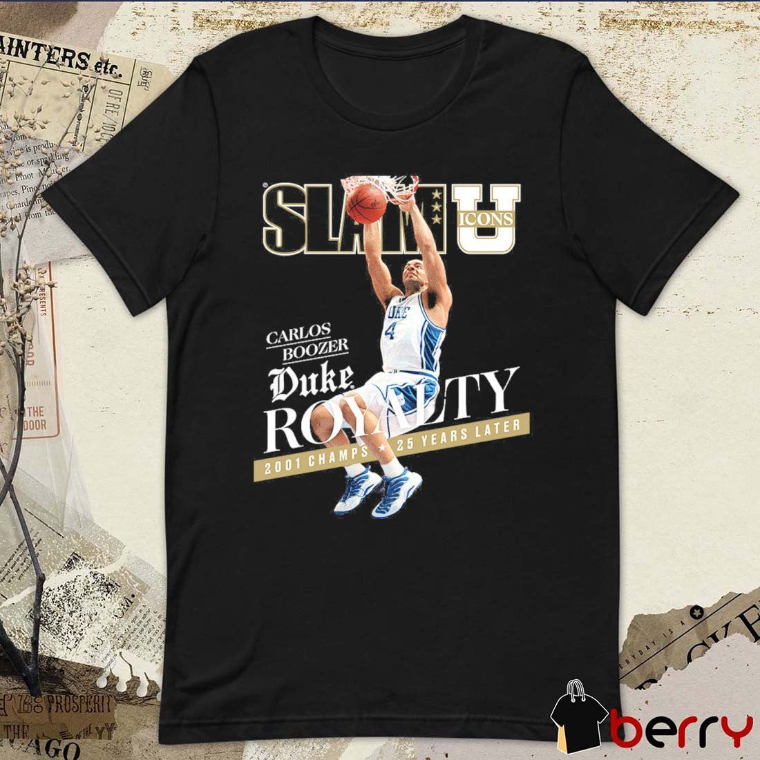 SLAM U Icon Cover Carlos Boozer Duke Royalty 2001 Champs 25 Years Later t-shirt