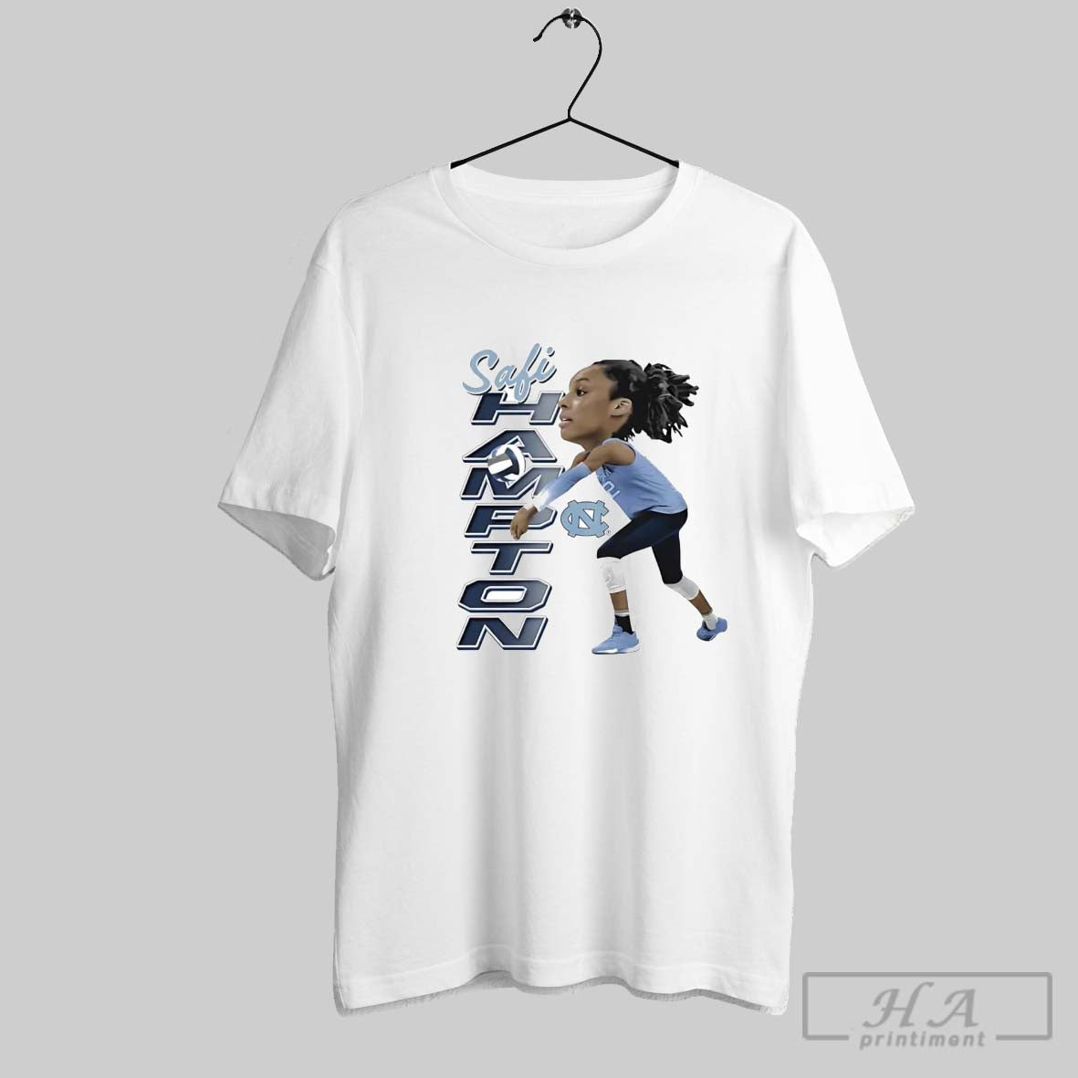 Official Safi Hampton Bumping Caricature Unc Volleyball