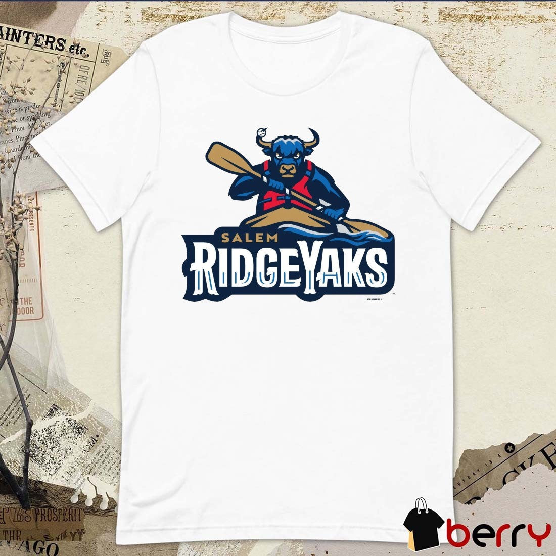 Salem RidgeYaks Natural Primary Logo Minor League Baseball t-shirt