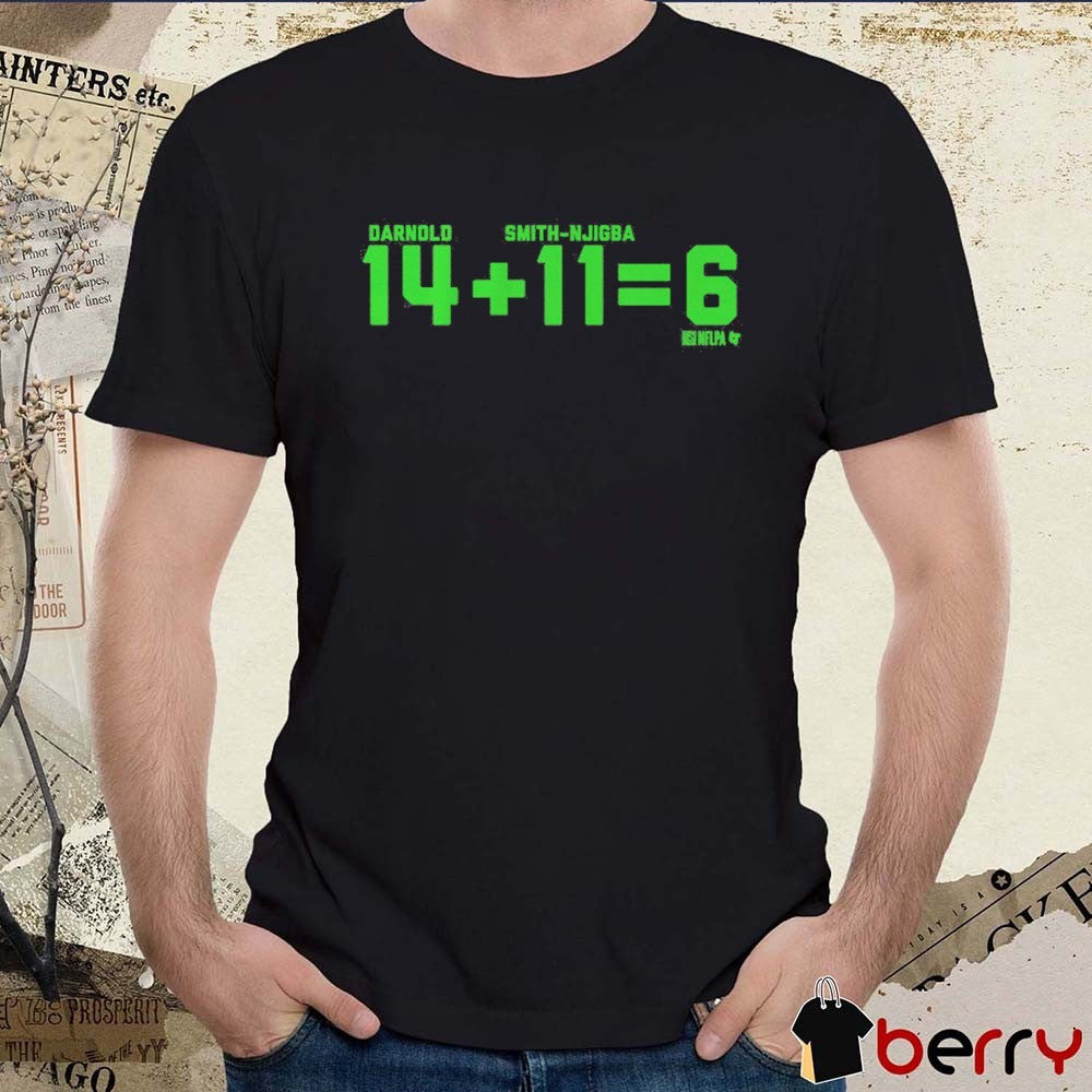 Sam Darnold and Jaxon Smith-Njigba 14 + 11 = 7 Seattle Seahawks NFL t-shirt