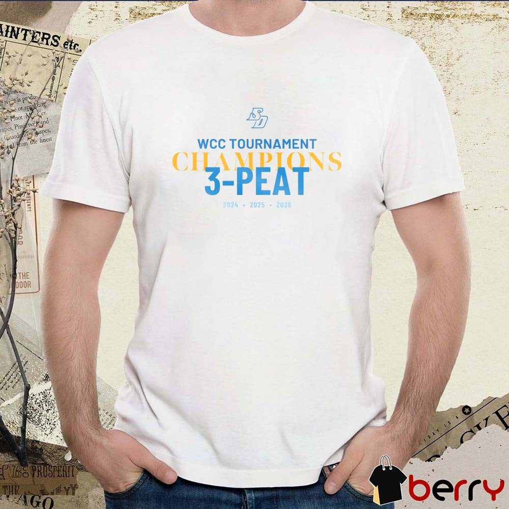 San Diego Men’s Tennis WCC Tournament Champions 3-peat 2024 2025 2026 t-shirt