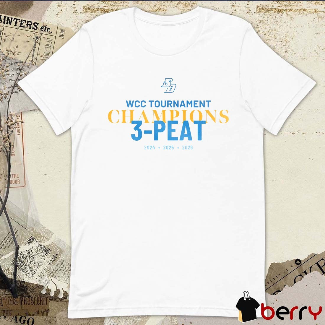 San Diego Men’s Tennis WCC Tournament Champions 3-peat 2024 2025 2026 t-shirt