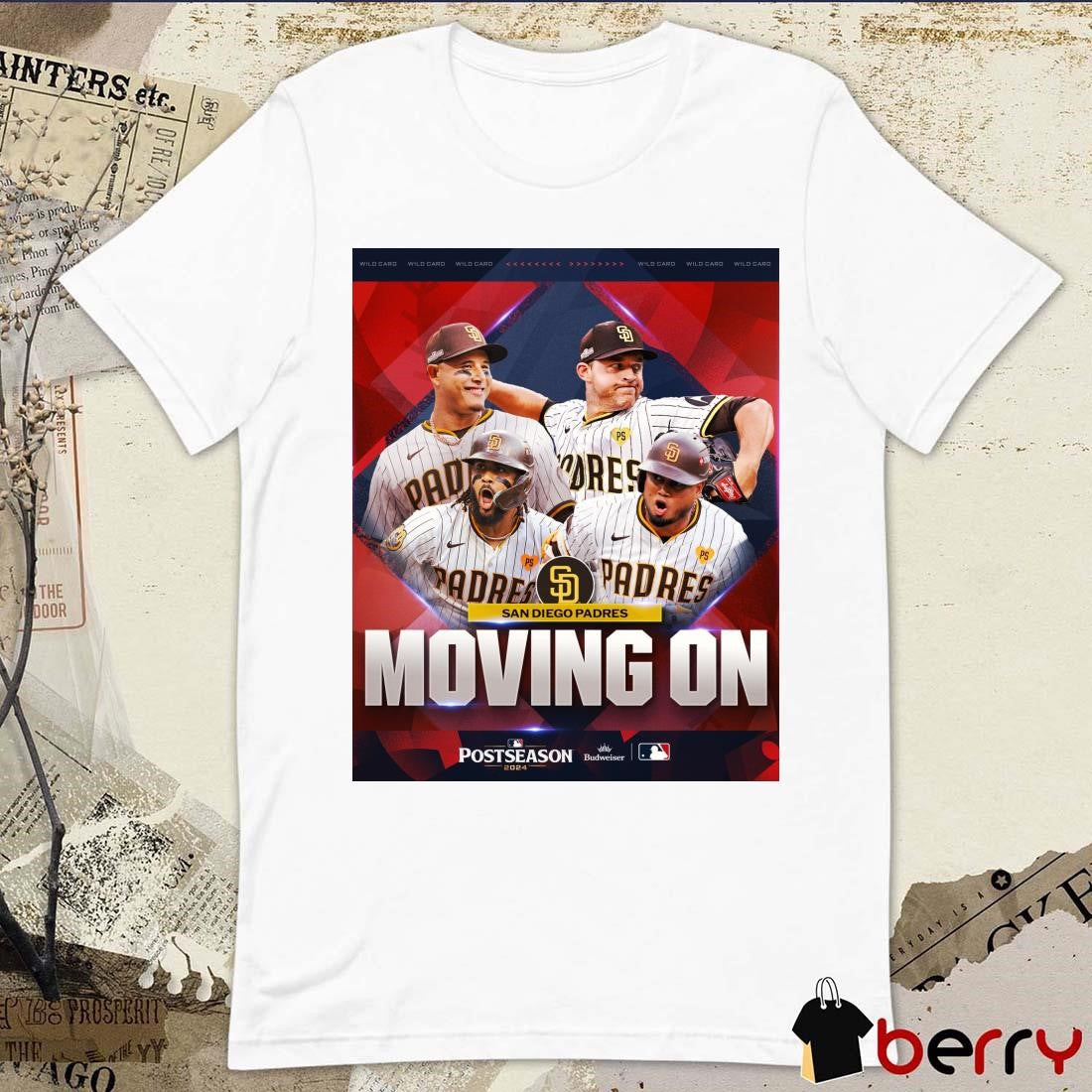 San Diego Padres Moving On MLB Wild Card Postseason Poster 2024 t-shirt