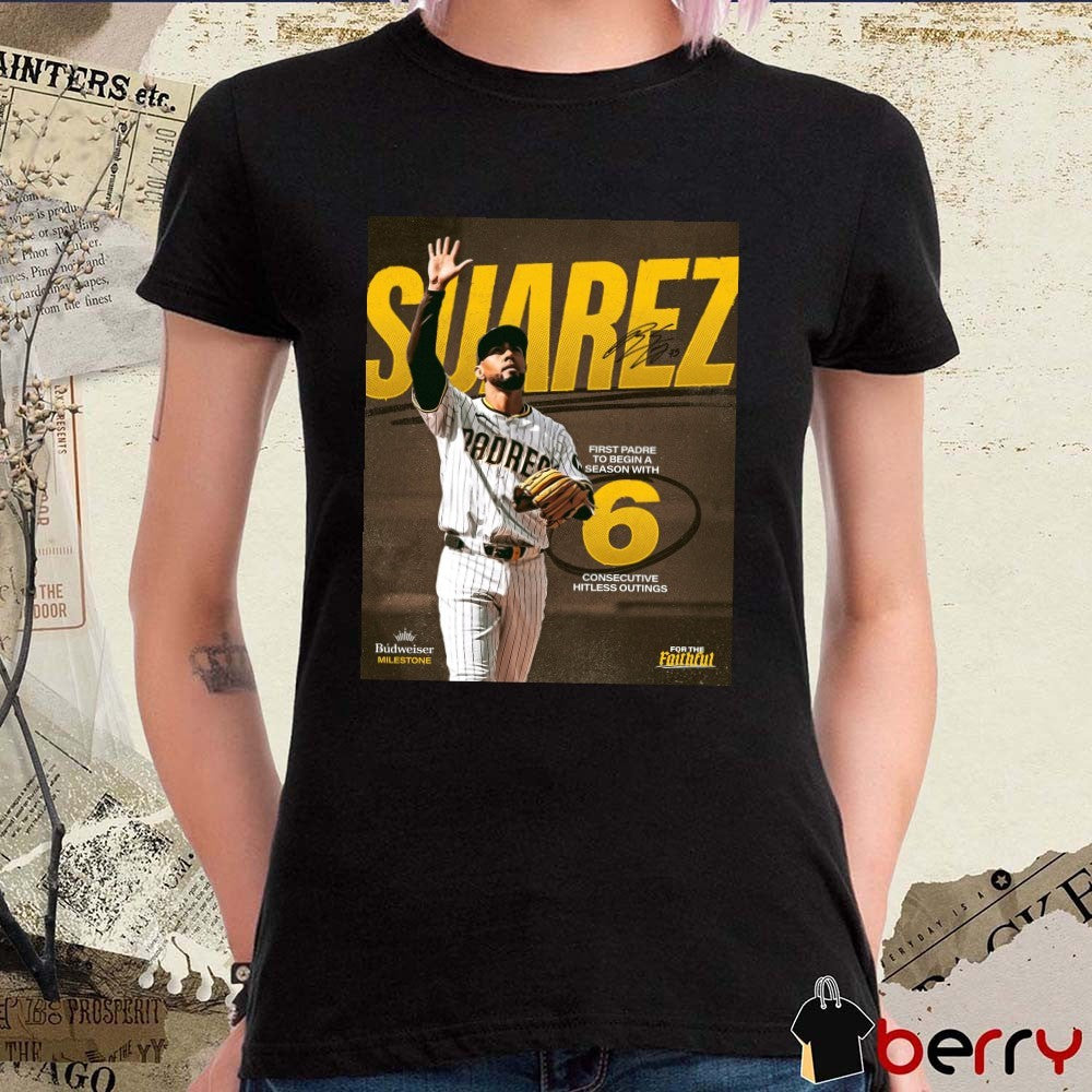 San Diego Padres Robert Suarez First Padre To Begin A Season With 6 Consecutive Hitless Outings Signature Poster t-shirt