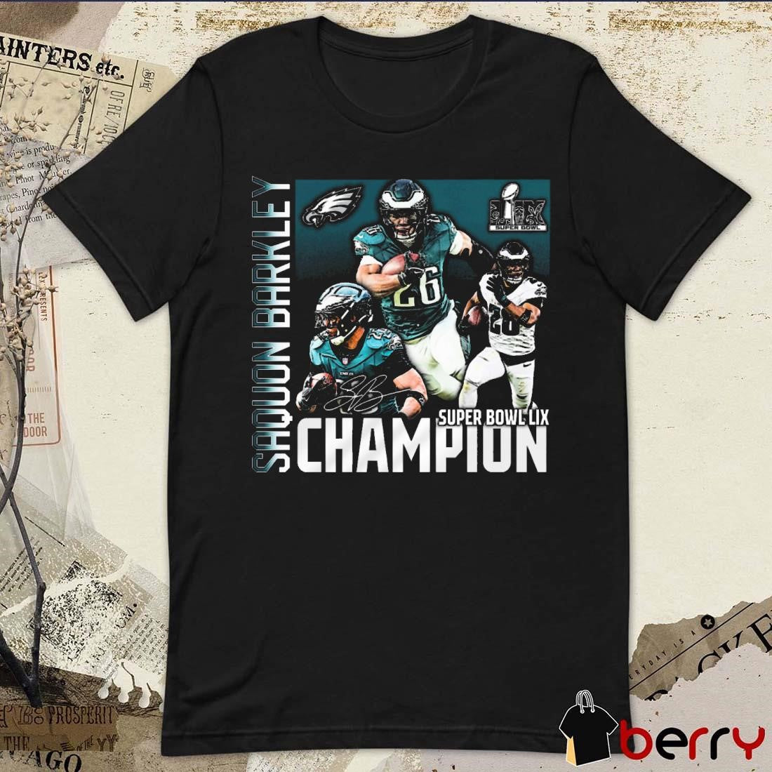 Saquon Barkley Philadelphia Eagles NFL Football Super Bowl LIX Champions Signature Graphic t-shirt