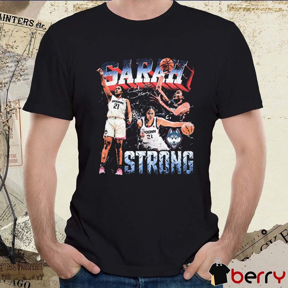 Sarah Strong UConn Huskies Big East Conference 90s Retro Painting Signature t-shirt