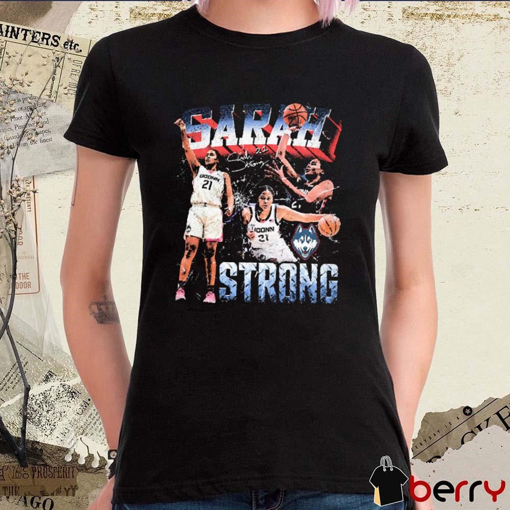 Sarah Strong UConn Huskies Big East Conference 90s Retro Painting Signature t-shirt